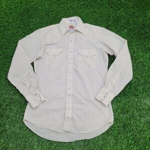 Vintage 90s Western Hippie Shirt M 15.5 20x31 Disco Check